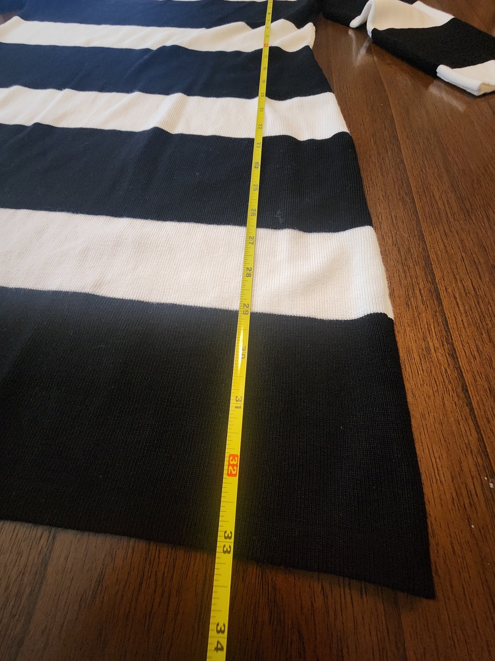 INC International Concepts Black & White Striped Sweater Dress 3/4 Sleeve L - Picture 5 of 6